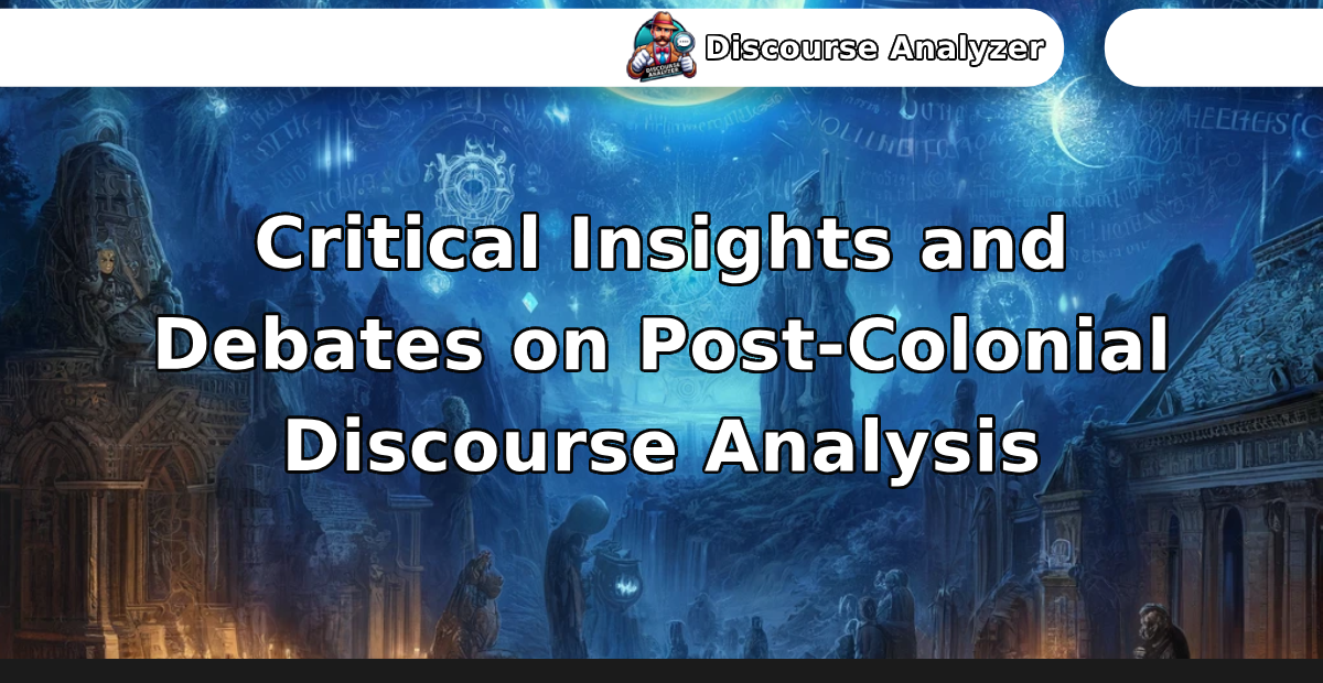 Critical Insights and Debates on Post-Colonial Discourse Analysis - Discourse Analyzer