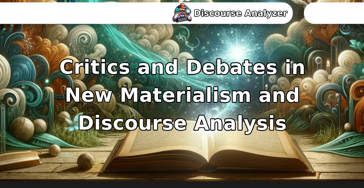 Critics and Debates in New Materialism and Discourse Analysis - Discourse Analyzer